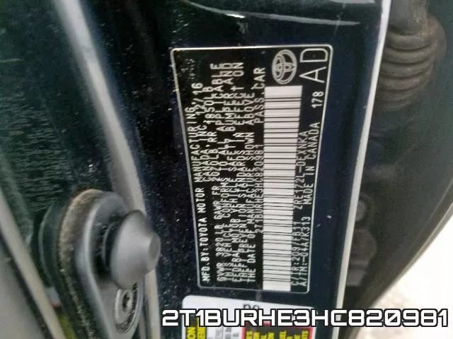 2T1BURHE3HC820981 фото 2