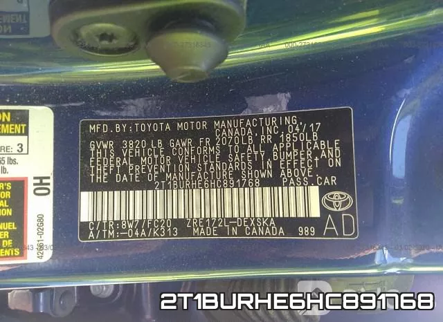 2T1BURHE6HC891768 фото 10