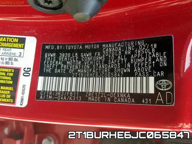 2T1BURHE6JC065847 фото 2