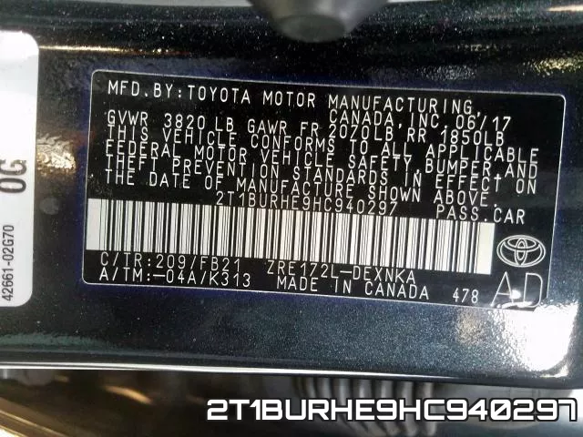 2T1BURHE9HC940297 фото 2