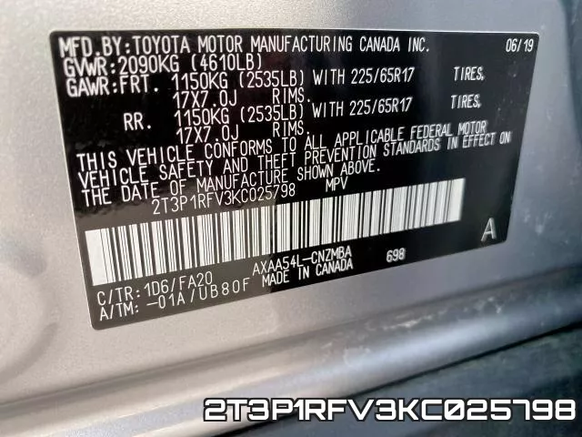 2T3P1RFV3KC025798 фото 2