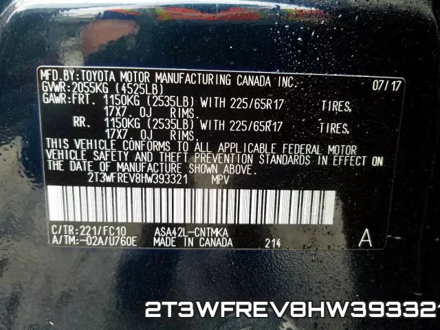 2T3WFREV8HW393321 фото 2