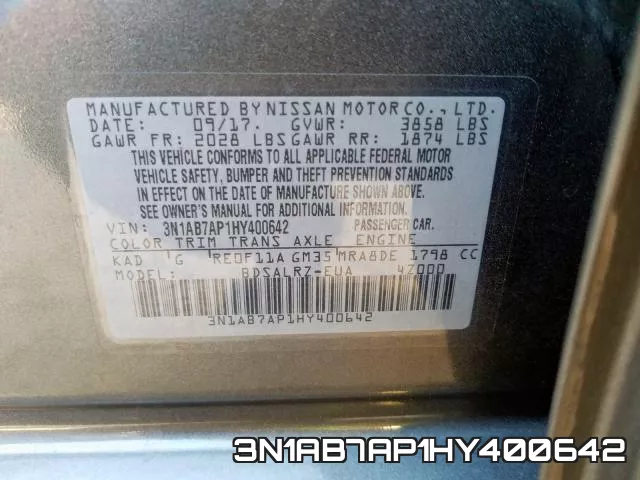 3N1AB7AP1HY400642 фото 2