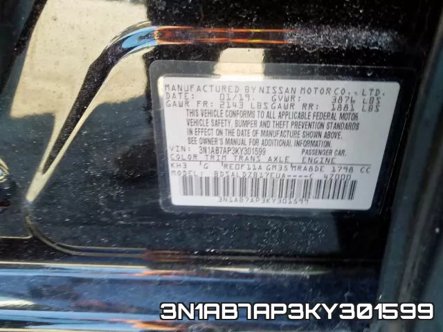 3N1AB7AP3KY301599 фото 2
