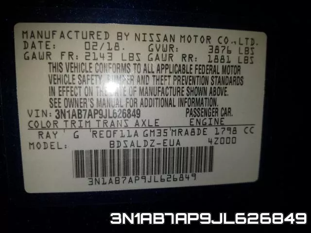 3N1AB7AP9JL626849 фото 2