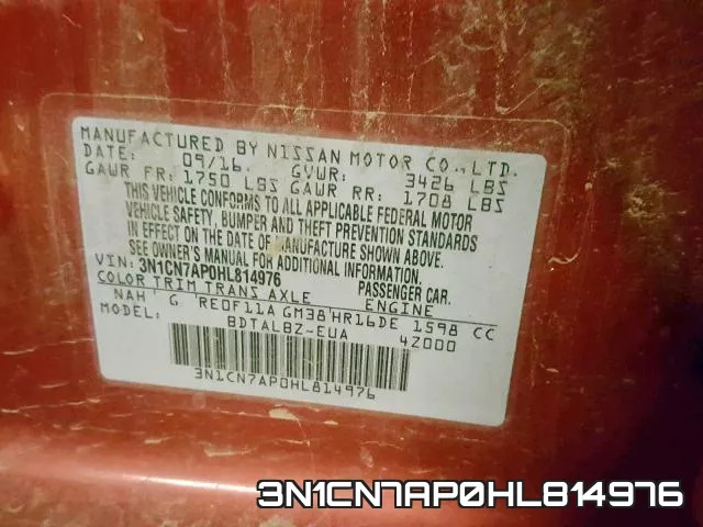 3N1CN7AP0HL814976 фото 2