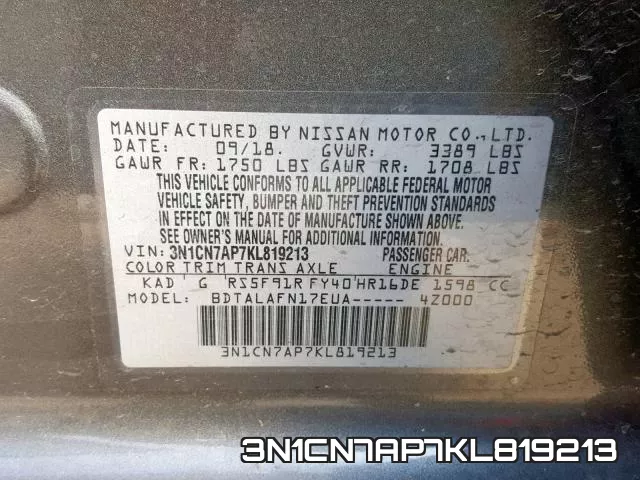 3N1CN7AP7KL819213 фото 2