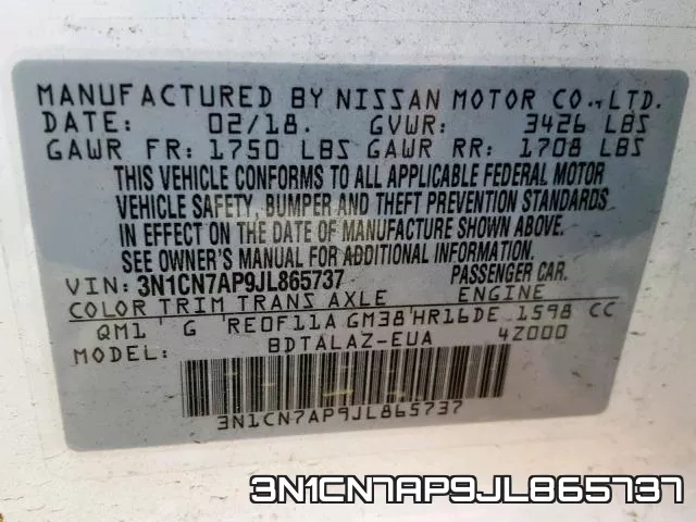 3N1CN7AP9JL865737 фото 2