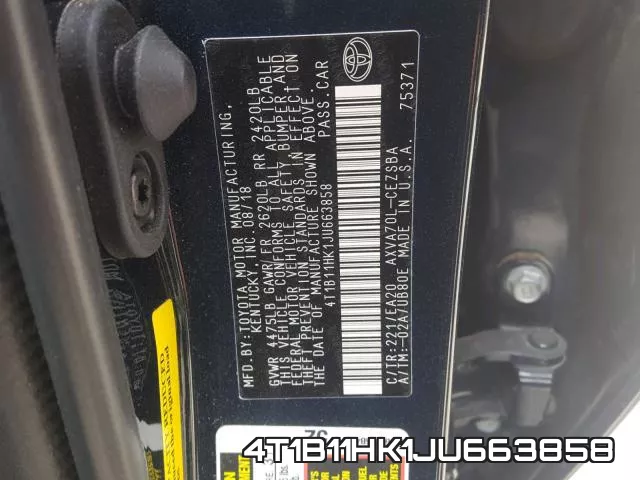 4T1B11HK1JU663858 фото 2