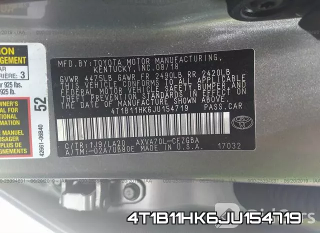 4T1B11HK6JU154719 фото 10