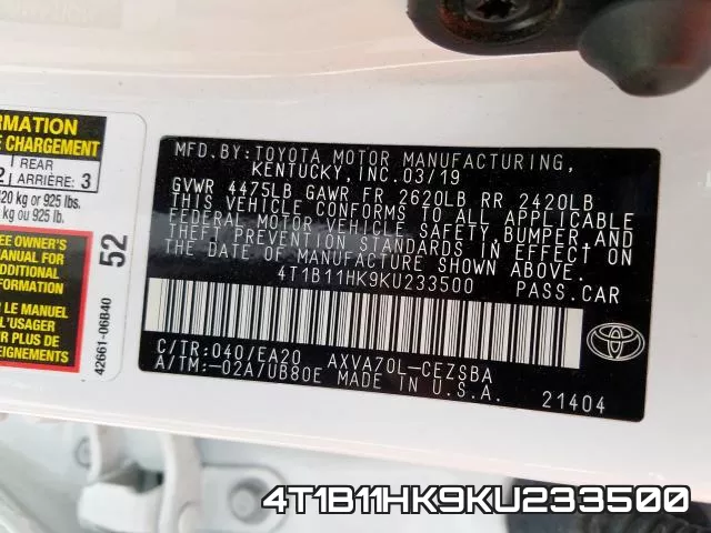 4T1B11HK9KU233500 фото 2