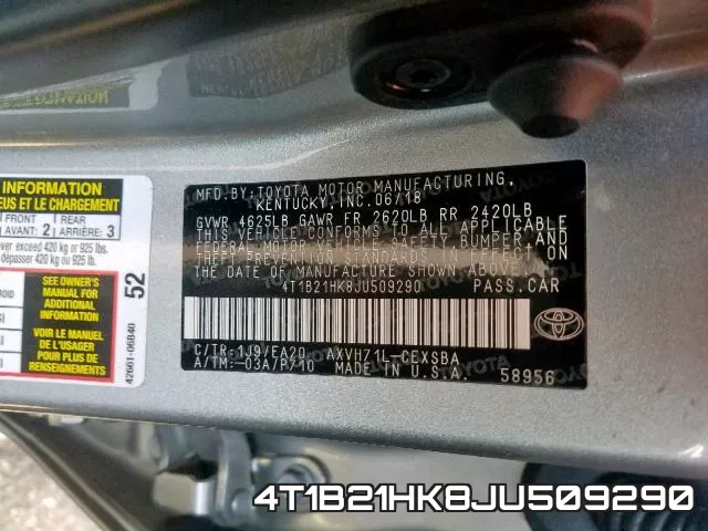 4T1B21HK8JU509290 фото 2