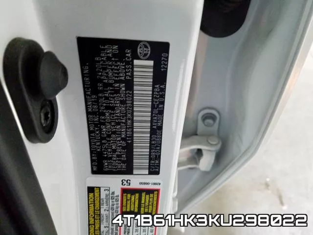 4T1B61HK3KU298022 фото 2