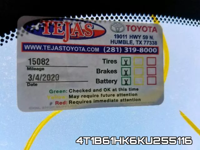 4T1B61HK6KU255116 фото 9