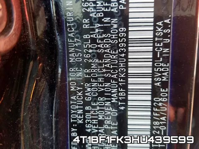 4T1BF1FK3HU439599 фото 2