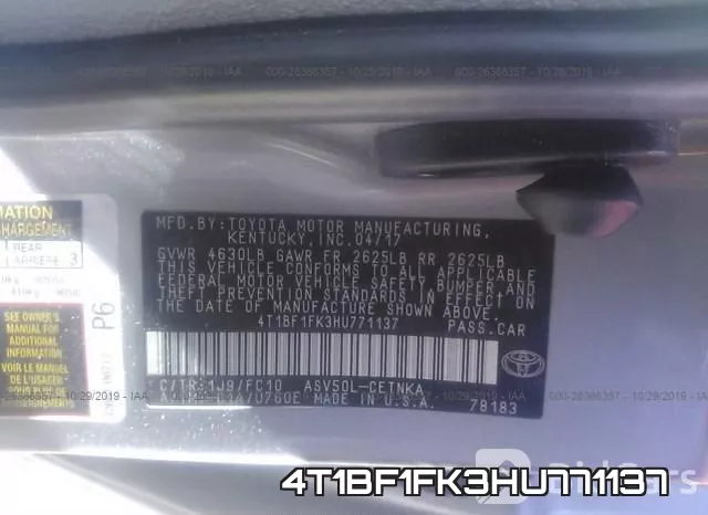 4T1BF1FK3HU771137 фото 10