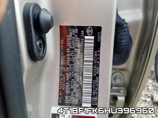 4T1BF1FK6HU396960 фото 2