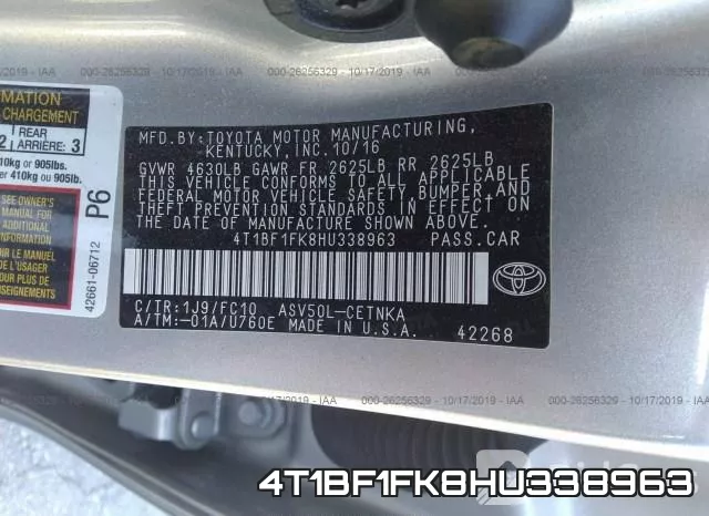 4T1BF1FK8HU338963 фото 10