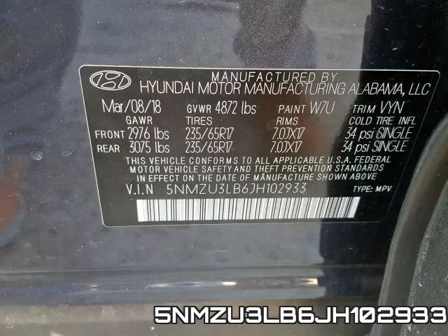 5NMZU3LB6JH102933 фото 2
