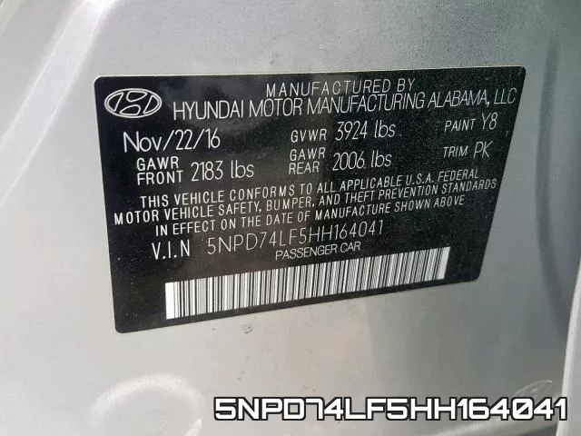 5NPD74LF5HH164041 фото 2