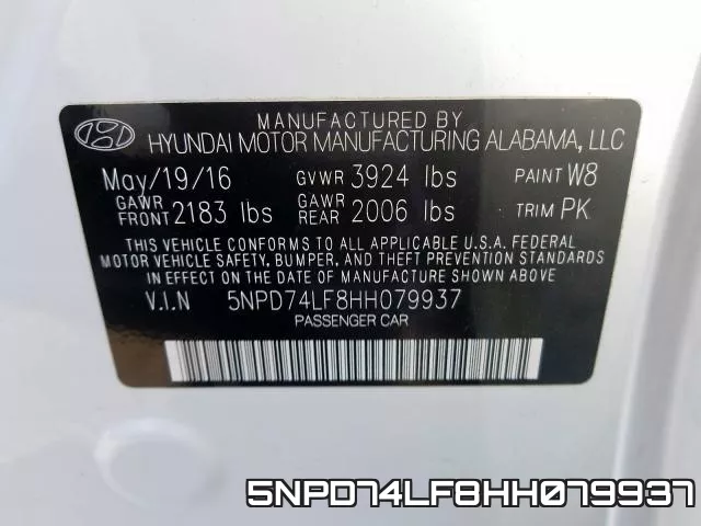 5NPD74LF8HH079937 фото 2
