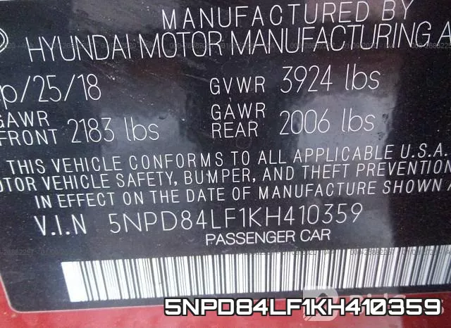 5NPD84LF1KH410359 фото 10