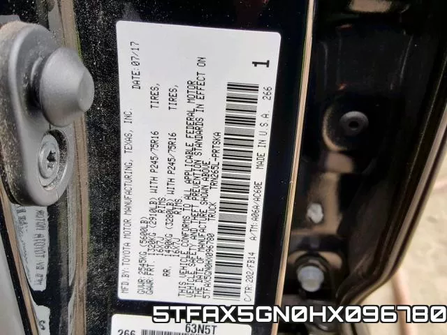 5TFAX5GN0HX096780 фото 2