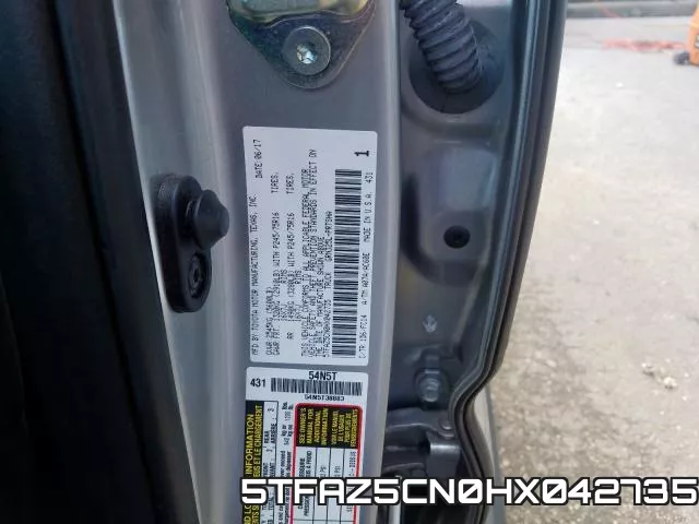 5TFAZ5CN0HX042735 фото 2