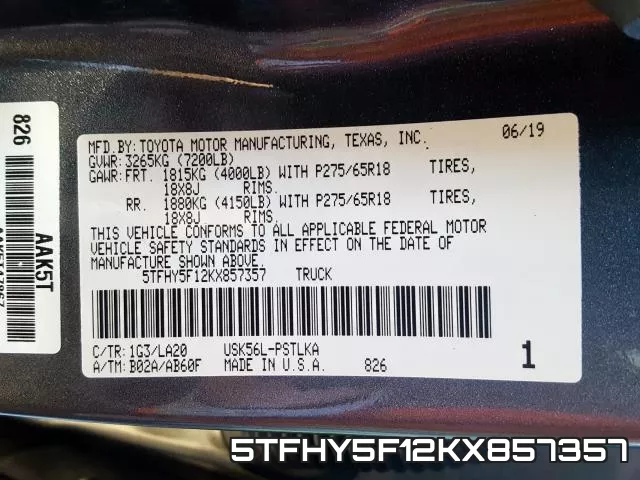 5TFHY5F12KX857357 фото 2