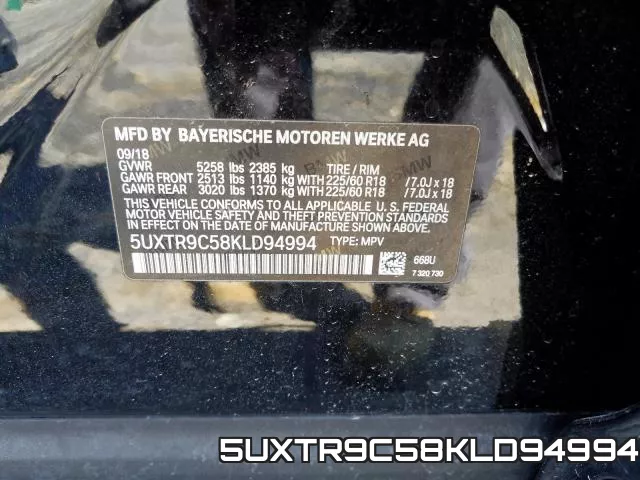 5UXTR9C58KLD94994 фото 2