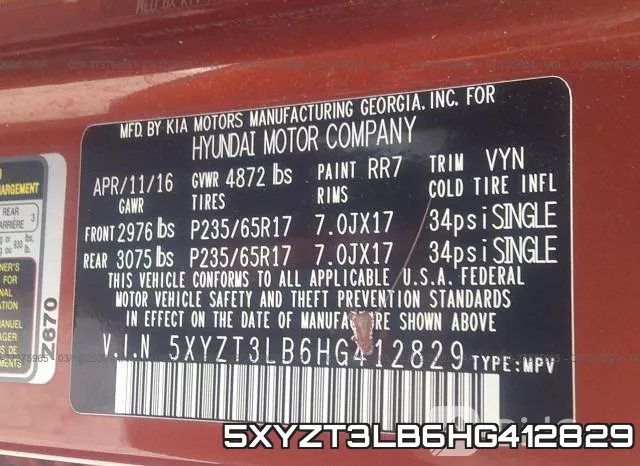 5XYZT3LB6HG412829 фото 10