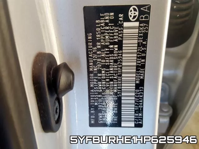 5YFBURHE1HP625946 фото 2