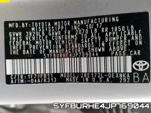5YFBURHE4JP769044 фото 2