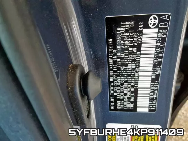 5YFBURHE4KP911409 фото 2