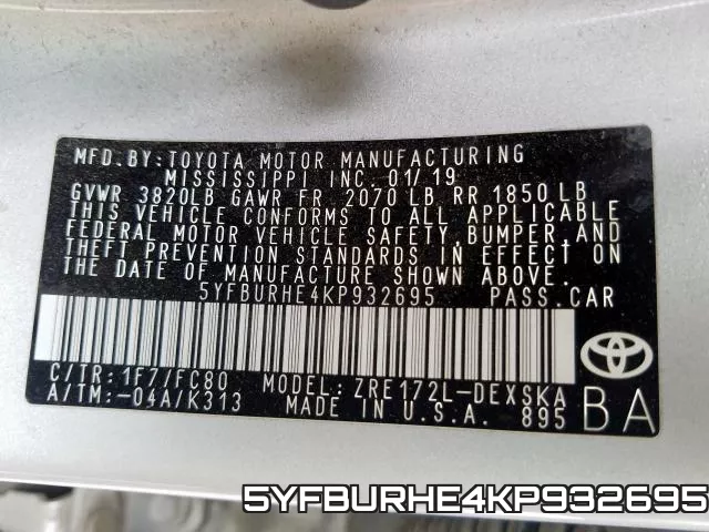 5YFBURHE4KP932695 фото 2