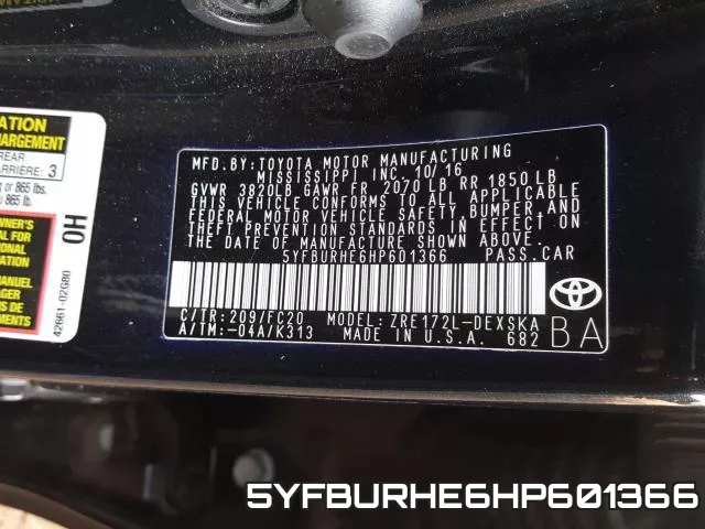 5YFBURHE6HP601366 фото 2