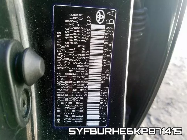 5YFBURHE6KP871415 фото 2