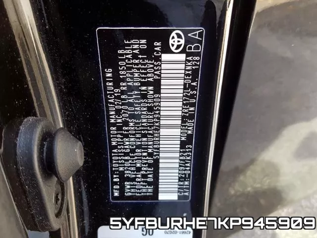 5YFBURHE7KP945909 фото 2