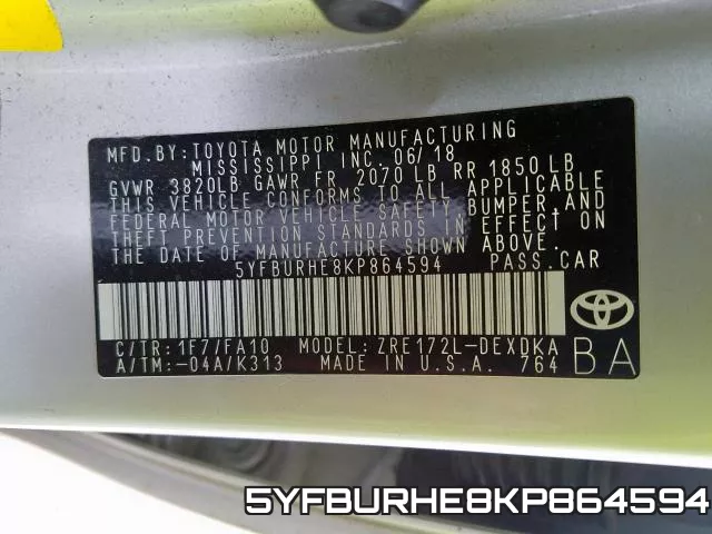 5YFBURHE8KP864594 фото 2