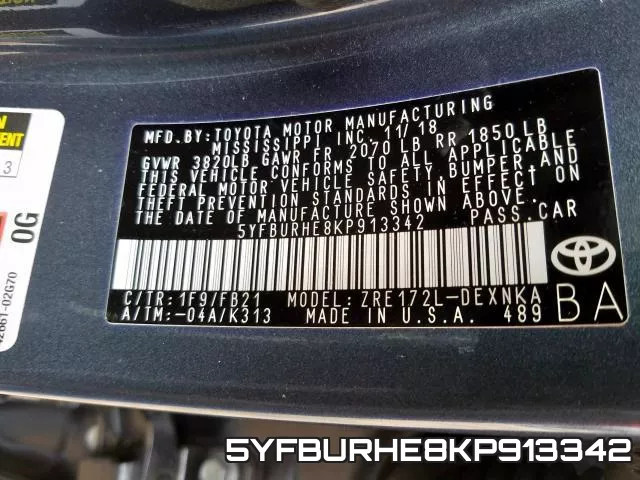 5YFBURHE8KP913342 фото 2