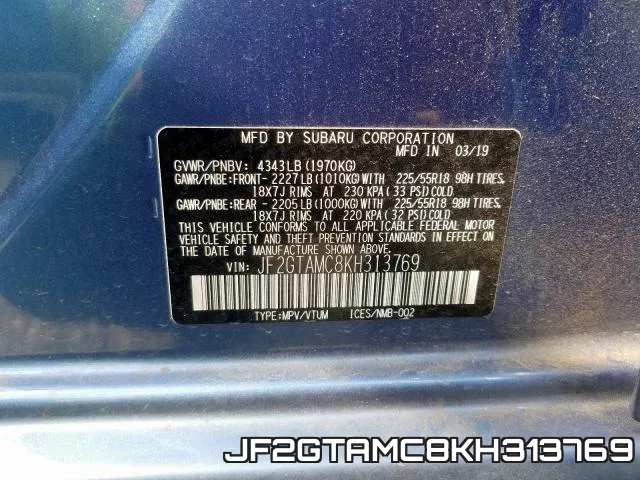 JF2GTAMC8KH313769 фото 2
