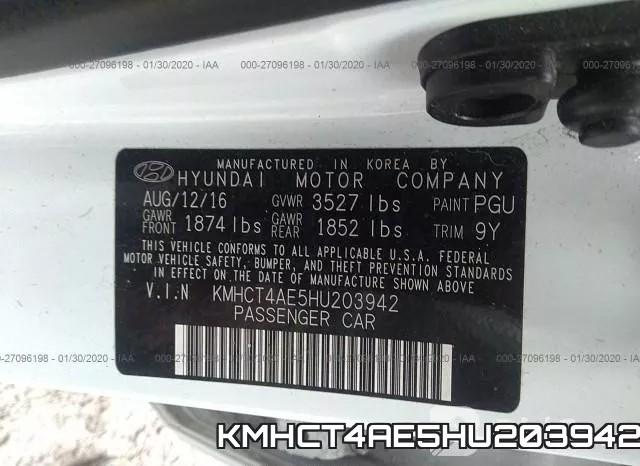 KMHCT4AE5HU203942 фото 10