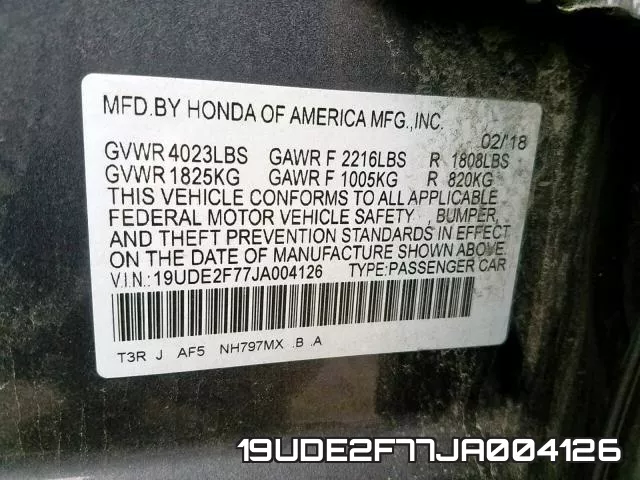 19UDE2F77JA004126 фото 2