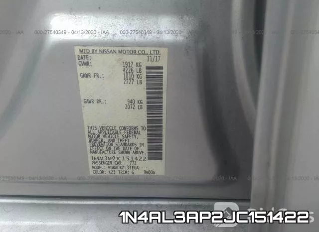 1N4AL3AP2JC151422 фото 9
