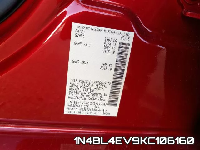 1N4BL4EV9KC106160 фото 2