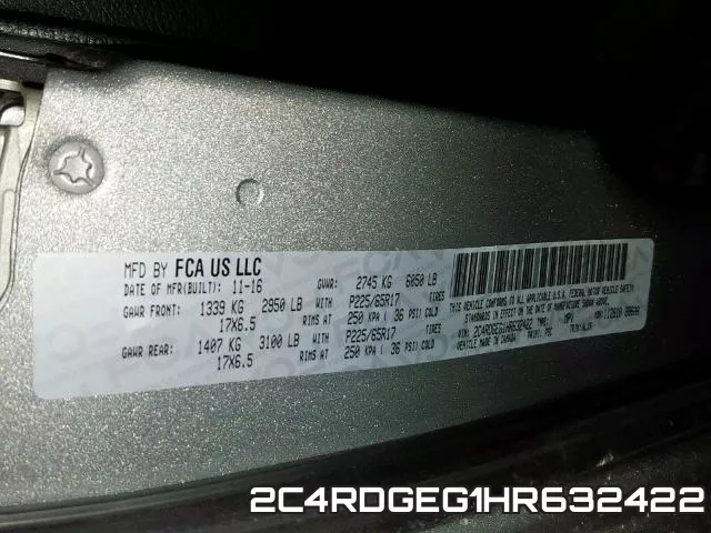 2C4RDGEG1HR632422 фото 2