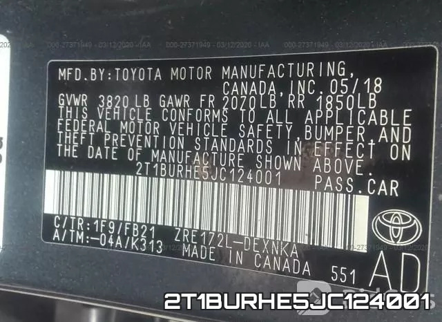 2T1BURHE5JC124001 фото 10