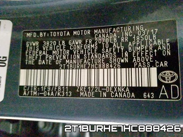 2T1BURHE7HC888426 фото 2