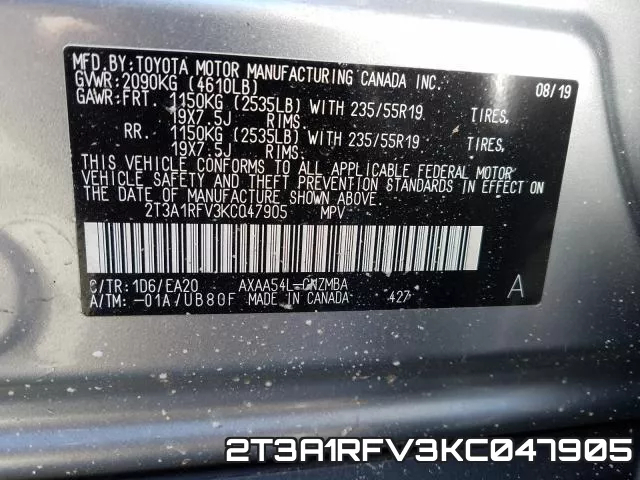 2T3A1RFV3KC047905 фото 2