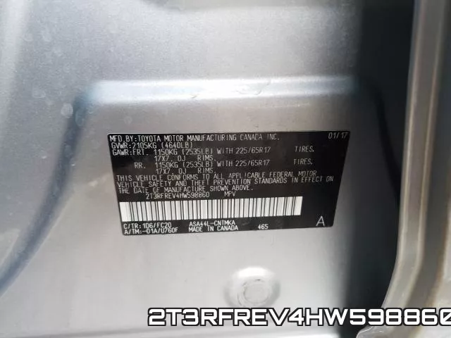 2T3RFREV4HW598860 фото 2